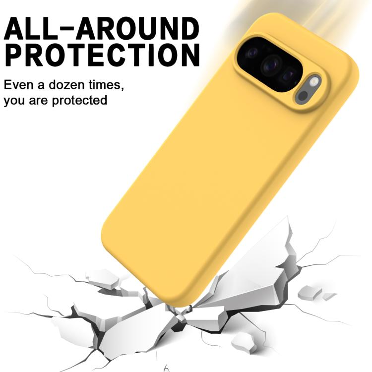 For Google Pixel 10 Pro Pure Color Liquid Silicone Shockproof Phone Case(Yellow) - free shipping - PMC TechLife - Order now!
