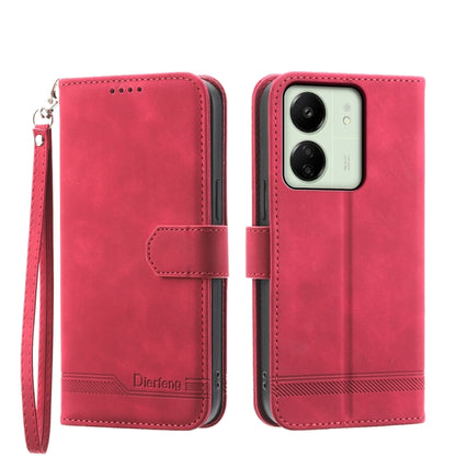 For Xiaomi Redmi 13C Dierfeng Dream Line TPU + PU Leather Phone Case(Red) - 13C Cases by PMC Jewellery | Online Shopping South Africa | PMC Jewellery | Buy Now Pay Later Mobicred