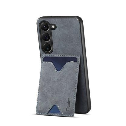 For Samsung Galaxy S24 5G Denior PU Back Cover Card Slot Holder Phone Case(Grey) - Galaxy S24 5G Cases by Denior | Online Shopping South Africa | PMC Jewellery | Buy Now Pay Later Mobicred