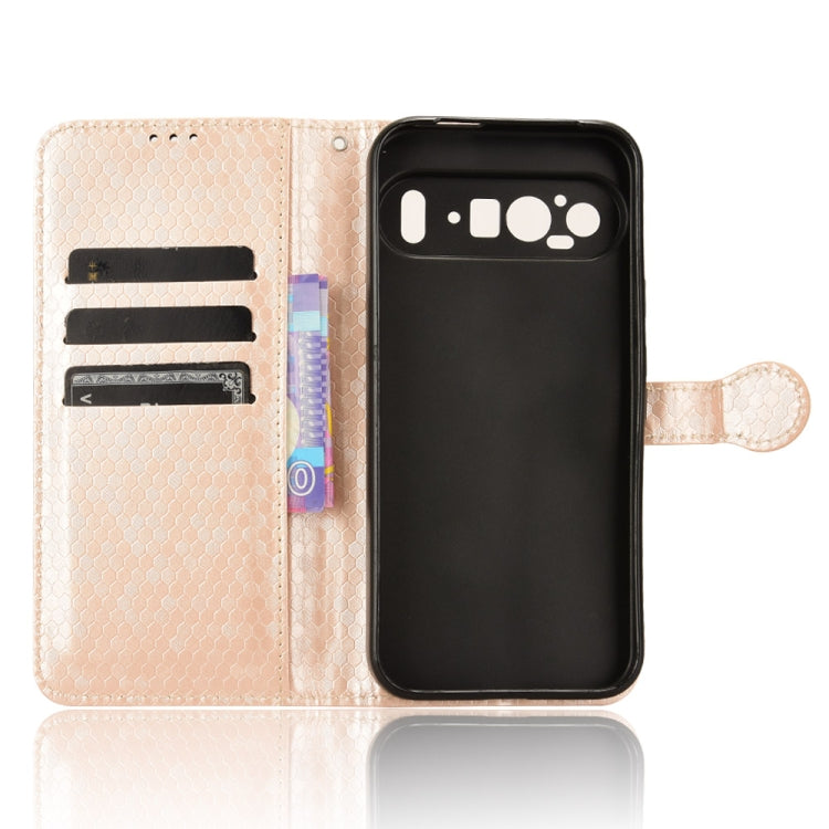 For Google Pixel 9 Pro Honeycomb Dot Texture Leather Phone Case(Gold) - Google Cases by PMC TechLife | Online Shopping South Africa | PMC TechLife | Buy Now Pay Later Mobicred