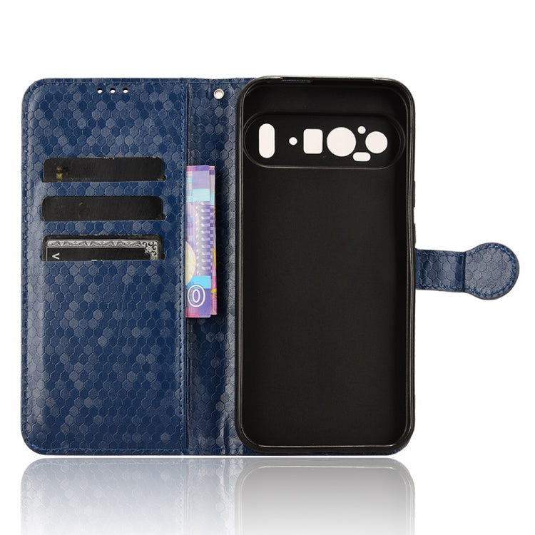 For Google Pixel 9 Pro Honeycomb Dot Texture Leather Phone Case(Blue) - free shipping - PMC TechLife - Order now!