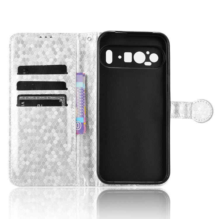 For Google Pixel 9 Pro Honeycomb Dot Texture Leather Phone Case(Silver) - Google Cases by PMC TechLife | Online Shopping South Africa | PMC TechLife | Buy Now Pay Later Mobicred