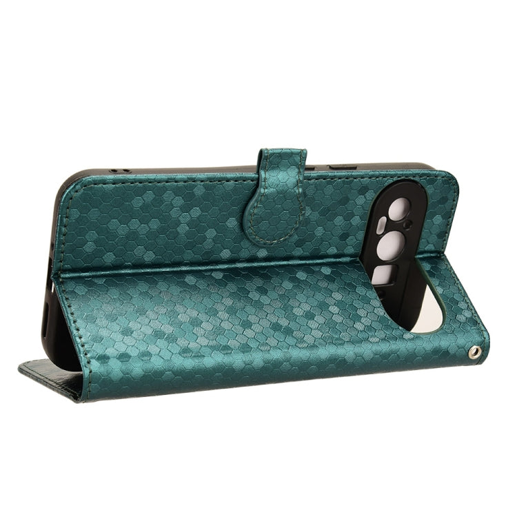 For Google Pixel 9 Honeycomb Dot Texture Leather Phone Case(Green) - Google Cases by PMC TechLife | Online Shopping South Africa | PMC TechLife | Buy Now Pay Later Mobicred