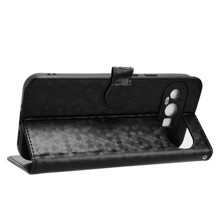 For Google Pixel 9 Pro XL Honeycomb Dot Texture Leather Phone Case(Black) - Google Cases by PMC TechLife | Online Shopping South Africa | PMC TechLife | Buy Now Pay Later Mobicred