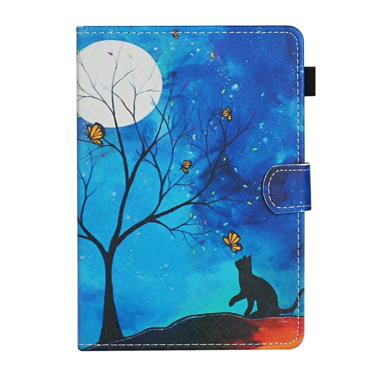 For 10 inch Universal Tablet PC Colored Drawing Pattern Horizontal Flip Leather Case with Holder & Card Slots(Moonlight Cat) - 10 - 11 inch by PMC TechLife | Online Shopping South Africa | PMC TechLife | Buy Now Pay Later Mobicred