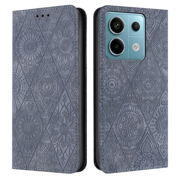 For Xiaomi Redmi Note 13 Pro 5G Ethnic Embossed Adsorption Leather Phone Case(Grey) - Note 13 Pro Cases by PMC TechLife | Online Shopping South Africa | PMC TechLife | Buy Now Pay Later Mobicred