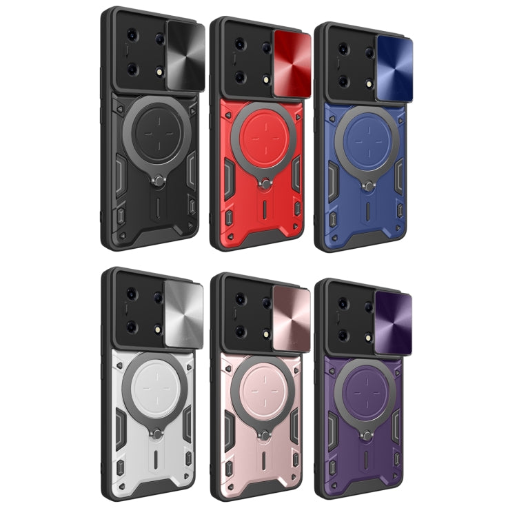 For Infinix Note 30 VIP 5G CD Texture Sliding Camshield Magnetic Holder Phone Case(Silver) - Infinix Cases by PMC TechLife | Online Shopping South Africa | PMC TechLife