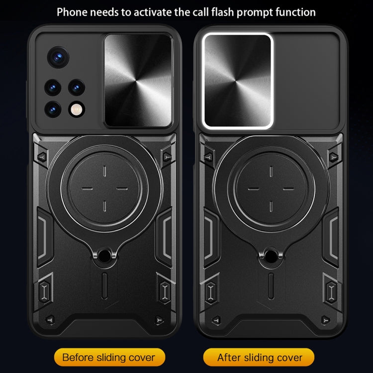 For Xiaomi Redmi Note 11 Global CD Texture Sliding Camshield Magnetic Holder Phone Case(Black) - free shipping - PMC TechLife - Order now!