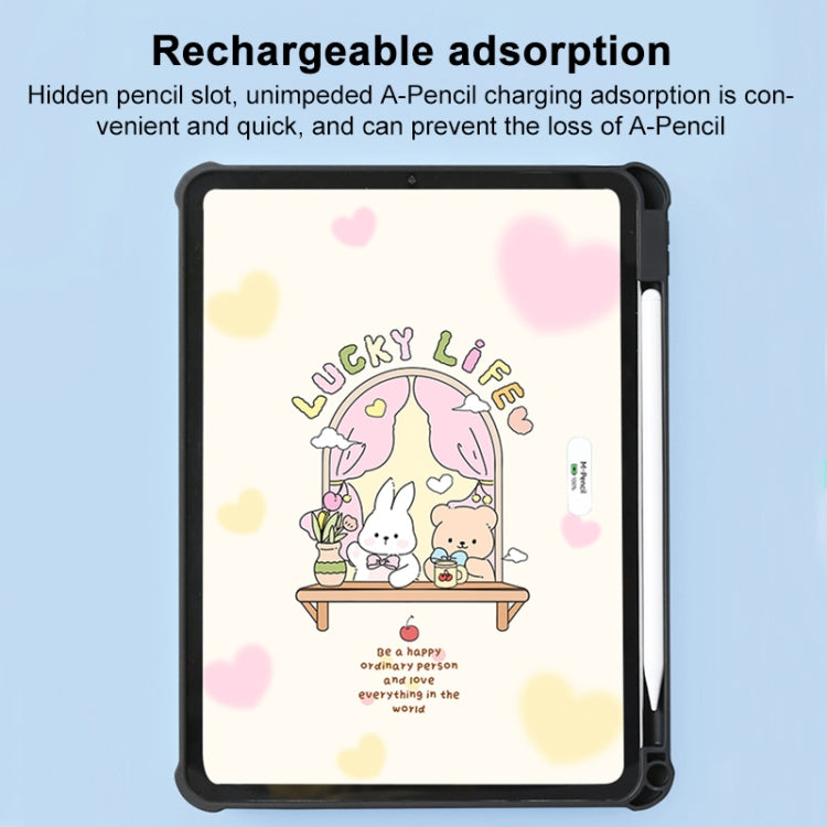 For iPad Air 11 2024 / iPad Pro 11 3-Fold 360 Rotation Painted Leather Smart Tablet Case(Bear Bunny) - iPad Pro 11 (2022/2021) Cases by PMC TechLife | Online Shopping South Africa | PMC TechLife | Buy Now Pay Later Mobicred