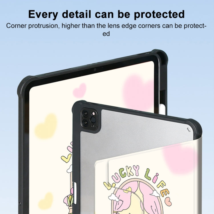 For iPad Air 11 2024 / iPad Pro 11 3-Fold 360 Rotation Painted Leather Smart Tablet Case(Bear Bunny) - iPad Pro 11 (2022/2021) Cases by PMC TechLife | Online Shopping South Africa | PMC TechLife | Buy Now Pay Later Mobicred