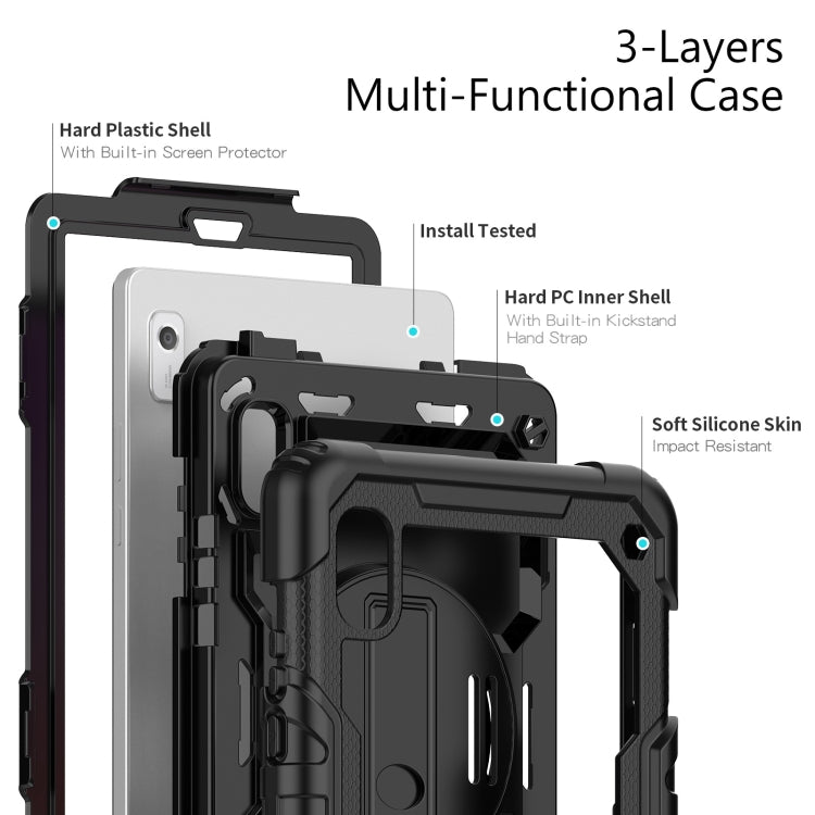 For Lenovo Tab M9 Silicone Hybrid PC Tablet Case with Shoulder Strap(Black) - Lenovo by PMC TechLife | Online Shopping South Africa | PMC TechLife | Buy Now Pay Later Mobicred