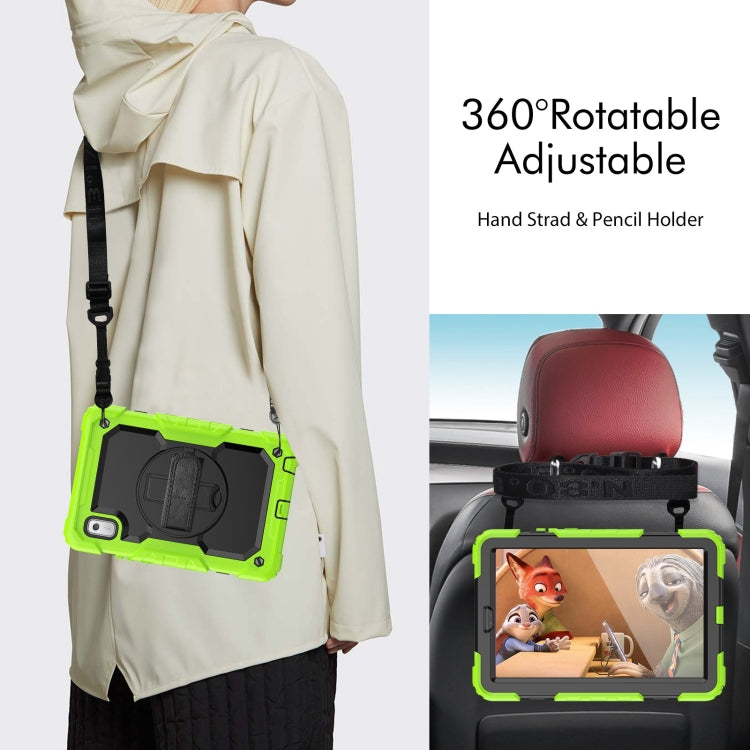 For Lenovo Tab M9 Silicone Hybrid PC Tablet Case with Shoulder Strap(Yellow Green) - Lenovo by PMC TechLife | Online Shopping South Africa | PMC TechLife | Buy Now Pay Later Mobicred