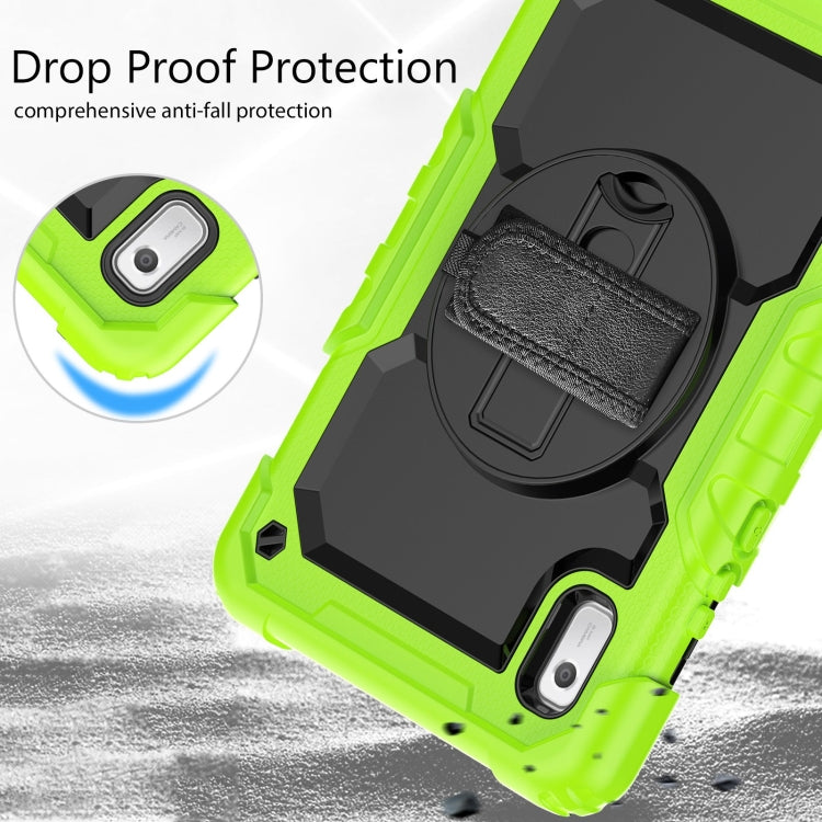 For Lenovo Tab M9 Silicone Hybrid PC Tablet Case with Shoulder Strap(Yellow Green) - Lenovo by PMC TechLife | Online Shopping South Africa | PMC TechLife | Buy Now Pay Later Mobicred