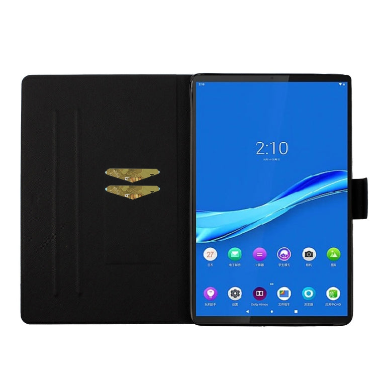 For Lenovo Tab M10 Plus Flower Pattern Horizontal Flip Leather Case with Card Slots & Holder(Purple Flower) - Lenovo by PMC TechLife | Online Shopping South Africa | PMC TechLife