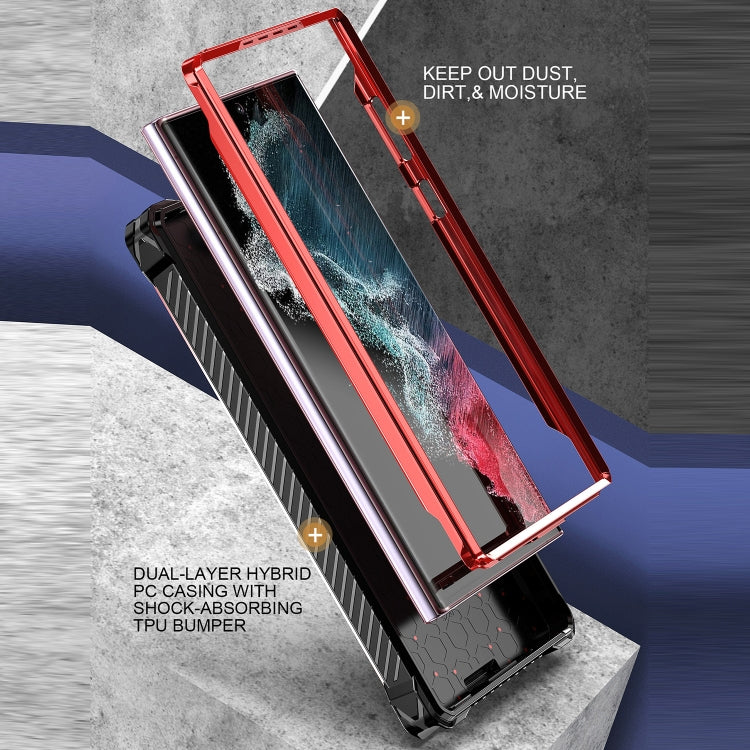 For Samsung Galaxy S23 Ultra 5G Armor Series Holder Phone Case with Back Clip(Red) - Galaxy S23 Ultra 5G Cases by PMC TechLife | Online Shopping South Africa | PMC TechLife