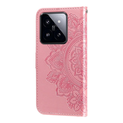 For Xiaomi 14 Pro 7-petal Flowers Embossing Leather Phone Case(Rose Gold) - 14 Pro Cases by PMC Jewellery | Online Shopping South Africa | PMC Jewellery | Buy Now Pay Later Mobicred