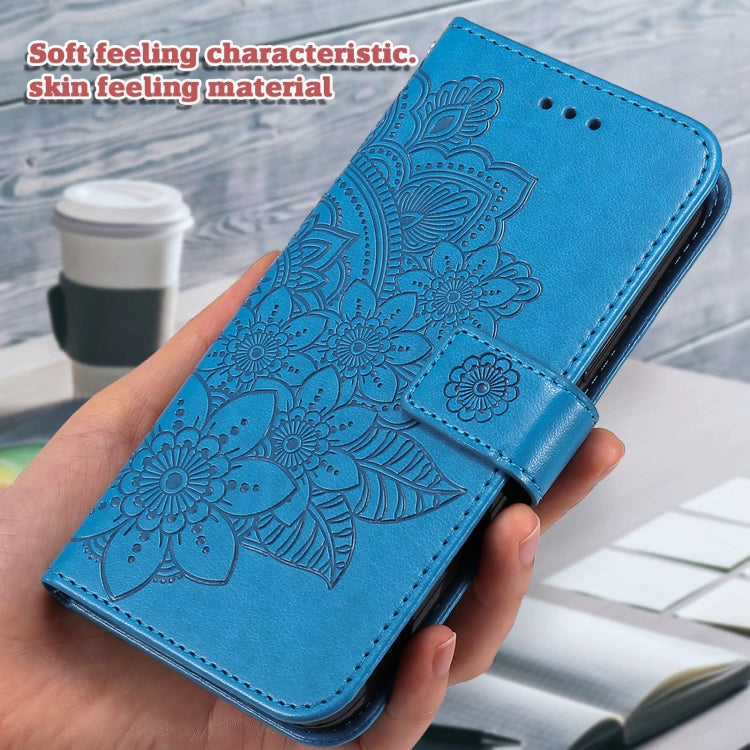 For Xiaomi Redmi Note13 Pro+ 5G Global 7-petal Flowers Embossing Leather Phone Case(Blue) - Note 13 Pro+ Cases by PMC Jewellery | Online Shopping South Africa | PMC Jewellery | Buy Now Pay Later Mobicred