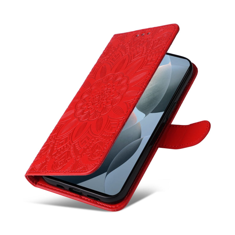 For Xiaomi Redmi K70 / K70 Pro Embossed Sunflower Leather Phone Case(Red) - K70 Pro Cases by PMC Jewellery | Online Shopping South Africa | PMC Jewellery | Buy Now Pay Later Mobicred