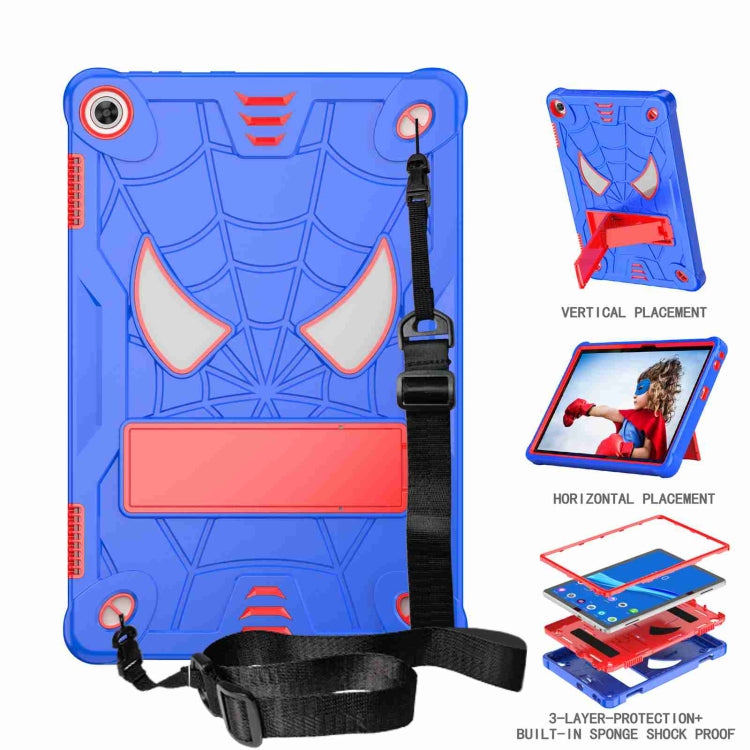 For Lenovo Tab M10 3rd Gen Spider Texture Silicone Hybrid PC Tablet Case with Shoulder Strap(Blue + Red) - Lenovo by PMC TechLife | Online Shopping South Africa | PMC TechLife | Buy Now Pay Later Mobicred