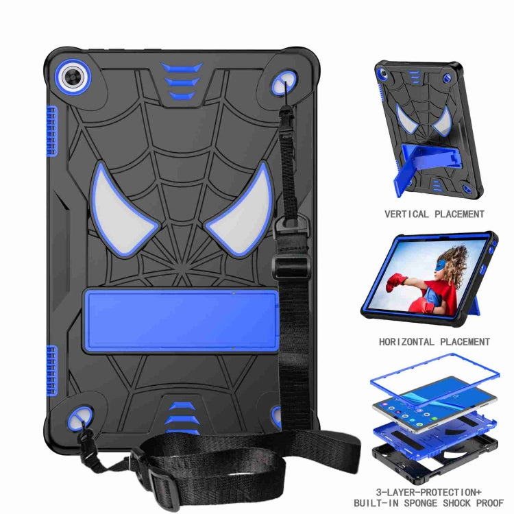 For Lenovo Tab M10 3rd Gen Spider Texture Silicone Hybrid PC Tablet Case with Shoulder Strap(Black + Blue) - Lenovo by PMC TechLife | Online Shopping South Africa | PMC TechLife | Buy Now Pay Later Mobicred