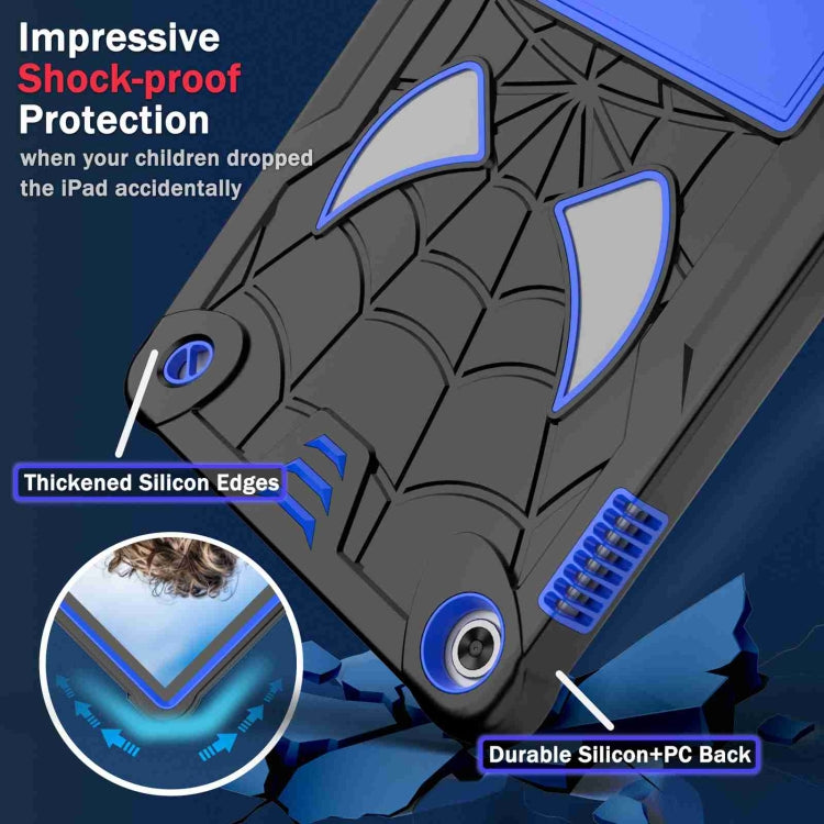 For Lenovo Tab M10 3rd Gen Spider Texture Silicone Hybrid PC Tablet Case with Shoulder Strap(Black + Blue) - Lenovo by PMC TechLife | Online Shopping South Africa | PMC TechLife | Buy Now Pay Later Mobicred