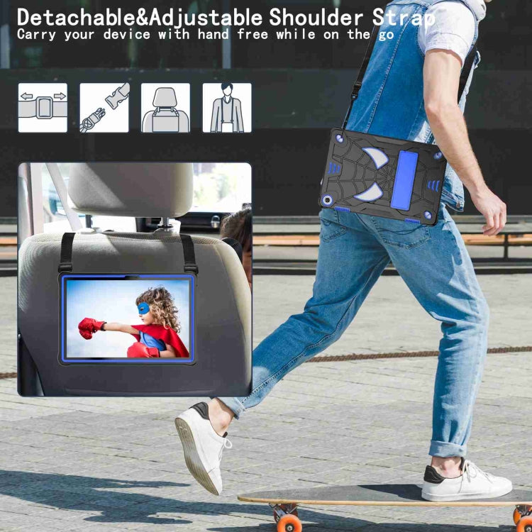 For Lenovo Tab M10 3rd Gen Spider Texture Silicone Hybrid PC Tablet Case with Shoulder Strap(Black + Blue) - Lenovo by PMC TechLife | Online Shopping South Africa | PMC TechLife | Buy Now Pay Later Mobicred