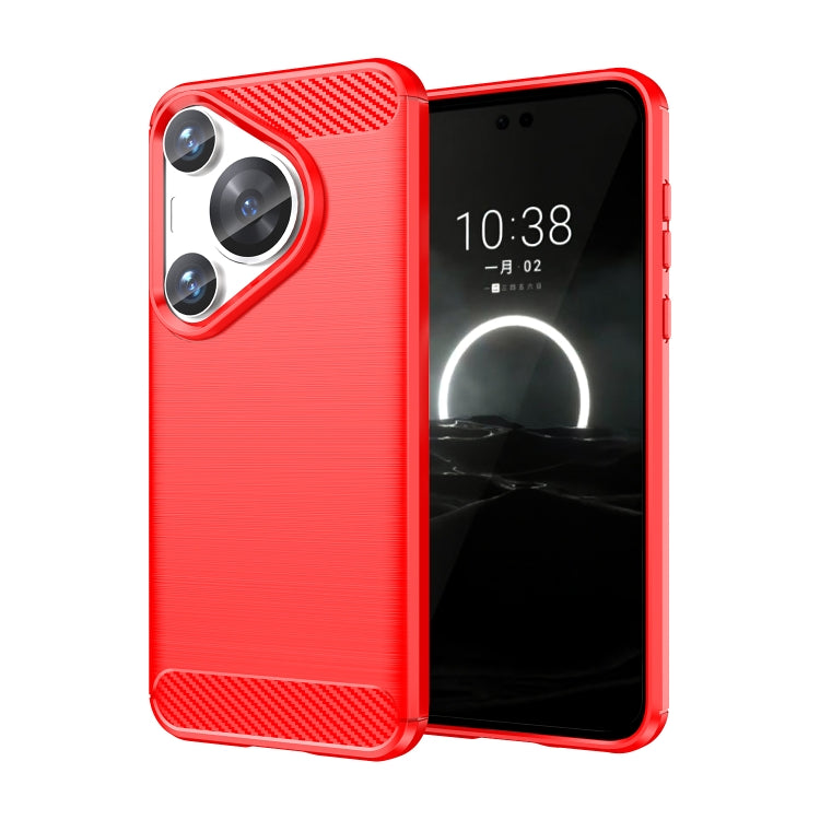 For Huawei Pura 70 Pro / Pura 70 Pro+ Brushed Texture Carbon Fiber TPU Phone Case(Red) - Huawei Cases by PMC Jewellery | Online Shopping South Africa | PMC Jewellery | Buy Now Pay Later Mobicred