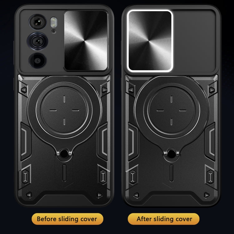 For Motorola Edge 30 Pro CD Texture Sliding Camshield Magnetic Holder Phone Case(Blue) - free shipping - PMC TechLife - Order now!