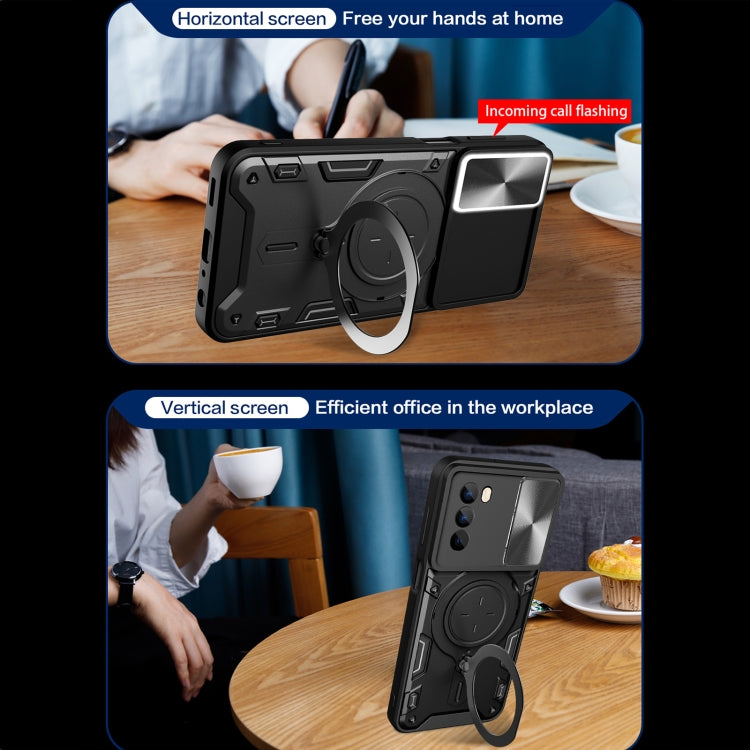For Motorola Moto G62 CD Texture Sliding Camshield Magnetic Holder Phone Case(Blue) - free shipping - PMC TechLife - Order now!