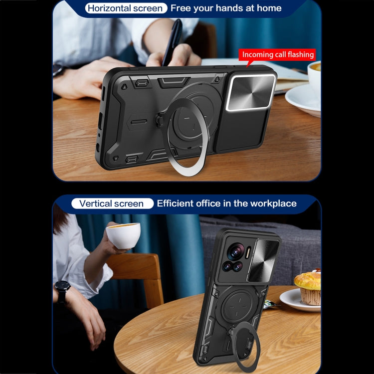 For Motorola Edge 30 Ultra CD Texture Sliding Camshield Magnetic Holder Phone Case(Silver) - free shipping - PMC TechLife - Order now!