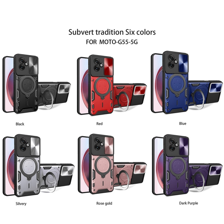 For Motorola Moto G55 CD Texture Sliding Camshield Magnetic Holder Phone Case(Blue) - free shipping - PMC TechLife - Order now!