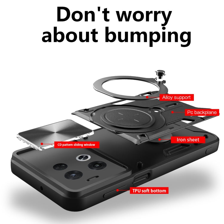 For OPPO Reno8 Pro 5G CD Texture Sliding Camshield Magnetic Holder Phone Case(Red) - free shipping - PMC TechLife - Order now!