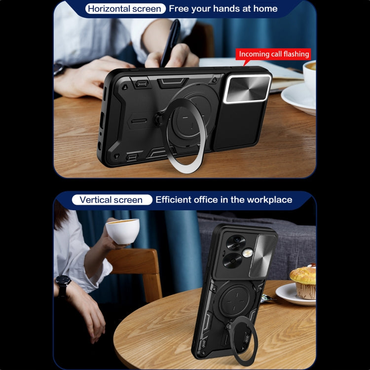 For OPPO A79 5G Global CD Texture Sliding Camshield Magnetic Holder Phone Case(Red) - OPPO Cases by PMC TechLife | Online Shopping South Africa | PMC TechLife | Buy Now Pay Later Mobicred