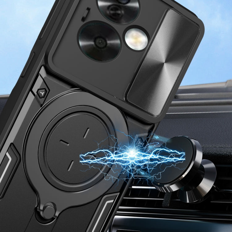 For OPPO A79 5G Global CD Texture Sliding Camshield Magnetic Holder Phone Case(Blue) - OPPO Cases by PMC TechLife | Online Shopping South Africa | PMC TechLife | Buy Now Pay Later Mobicred