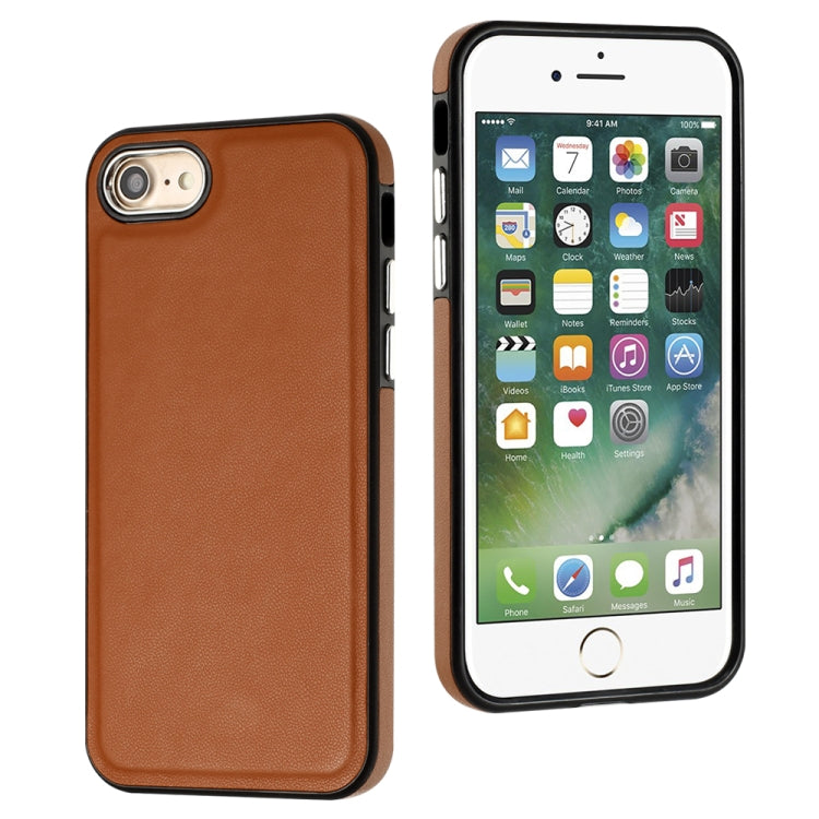 For iPhone SE 2022 / 6 / 7 / 8 / SE 2020 Leather Texture Full Coverage Phone Case(Brown) - iPhone SE 2022 / 2020 / 8 / 7 Cases by PMC TechLife | Online Shopping South Africa | PMC TechLife