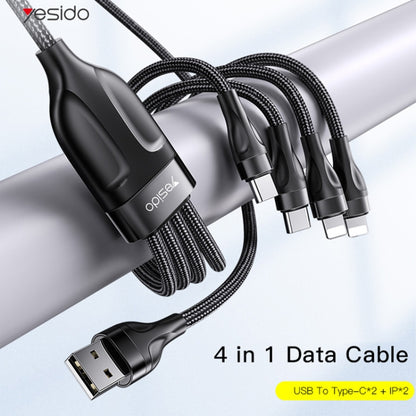 YESIDO CA111 1.2m 4A USB to Dual Type-C + Dual 8 Pin Charging Cable(Black) - Multifunction Cable by Yesido | Online Shopping South Africa | PMC Jewellery | Buy Now Pay Later Mobicred