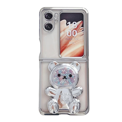 For OPPO Find N2 Flip Electroplating TPU Shockproof Protective Phone Case with Holder(Silver) - Find N2 Flip Cases by PMC Jewellery | Online Shopping South Africa | PMC Jewellery