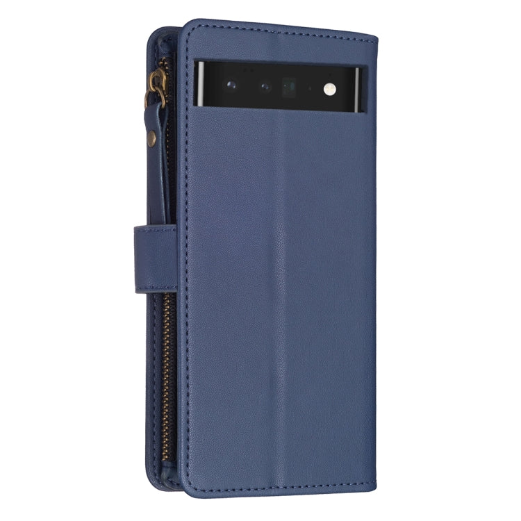 For Google Pixel 7 Pro 9 Card Slots Zipper Wallet Leather Flip Phone Case(Blue) - Google Cases by PMC TechLife | Online Shopping South Africa | PMC TechLife | Buy Now Pay Later Mobicred