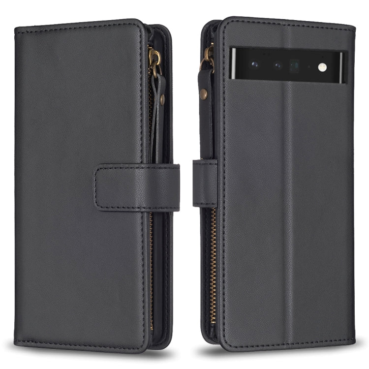For Google Pixel 7 Pro 9 Card Slots Zipper Wallet Leather Flip Phone Case(Black) - Google Cases by PMC TechLife | Online Shopping South Africa | PMC TechLife | Buy Now Pay Later Mobicred