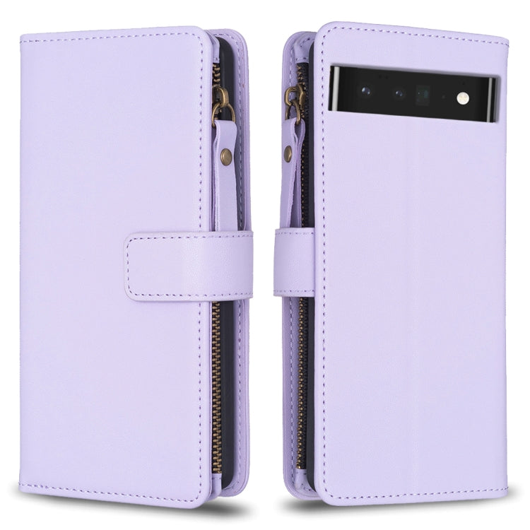 For Google Pixel 7 Pro 9 Card Slots Zipper Wallet Leather Flip Phone Case(Light Purple) - Google Cases by PMC Jewellery | Online Shopping South Africa | PMC Jewellery | Buy Now Pay Later Mobicred