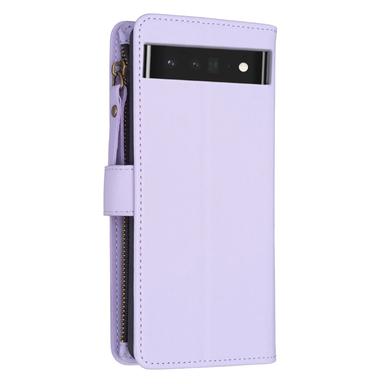 For Google Pixel 7 Pro 9 Card Slots Zipper Wallet Leather Flip Phone Case(Light Purple) - Google Cases by PMC Jewellery | Online Shopping South Africa | PMC Jewellery | Buy Now Pay Later Mobicred