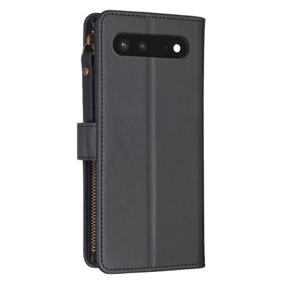 For Google Pixel 7 9 Card Slots Zipper Wallet Leather Flip Phone Case(Black) - Google Cases by PMC Jewellery | Online Shopping South Africa | PMC Jewellery | Buy Now Pay Later Mobicred