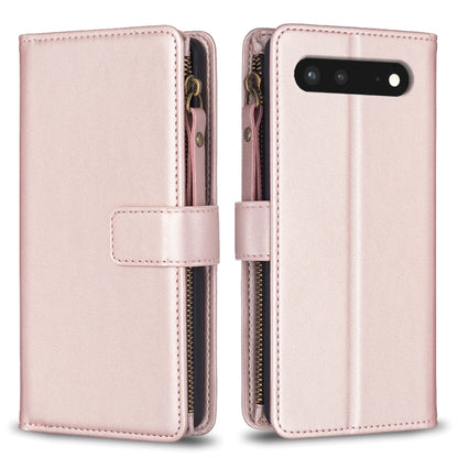 For Google Pixel 7 9 Card Slots Zipper Wallet Leather Flip Phone Case(Rose Gold) - Google Cases by PMC Jewellery | Online Shopping South Africa | PMC Jewellery | Buy Now Pay Later Mobicred