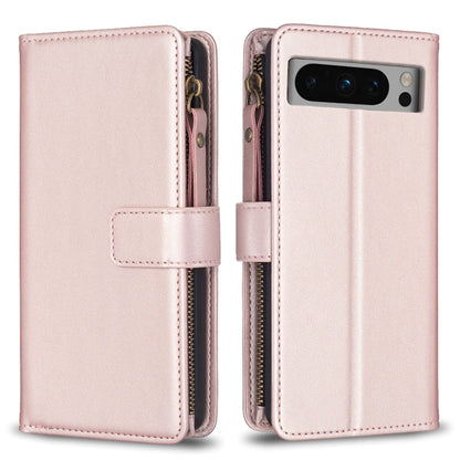 For Google Pixel 8 Pro 9 Card Slots Zipper Wallet Leather Flip Phone Case(Rose Gold) - Google Cases by PMC Jewellery | Online Shopping South Africa | PMC Jewellery | Buy Now Pay Later Mobicred