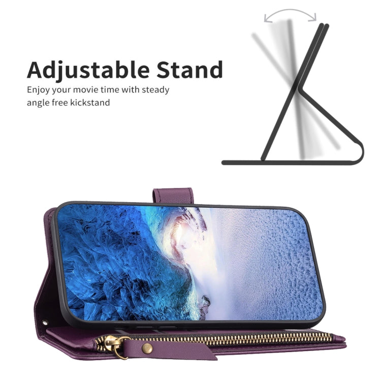 For iPhone 16 9 Card Slots Zipper Wallet Leather Flip Phone Case(Dark Purple) - iPhone 16 Cases by PMC TechLife | Online Shopping South Africa | PMC TechLife | Buy Now Pay Later Mobicred