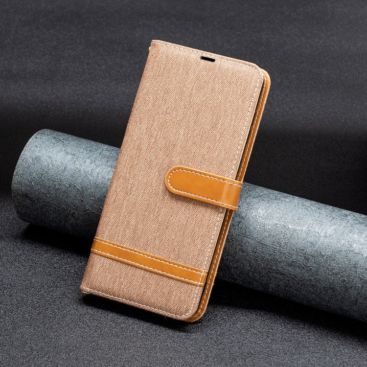 For Xiaomi Redmi Note 13 Pro 4G Global Color Block Denim Texture Leather Phone Case(Brown) - Note 13 Pro Cases by PMC TechLife | Online Shopping South Africa | PMC TechLife | Buy Now Pay Later Mobicred