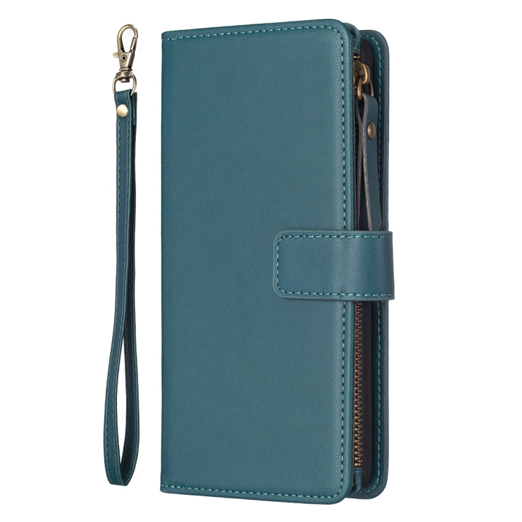 For Realme C55 9 Card Slots Zipper Wallet Leather Flip Phone Case(Green) - Realme Cases by PMC Jewellery | Online Shopping South Africa | PMC Jewellery | Buy Now Pay Later Mobicred