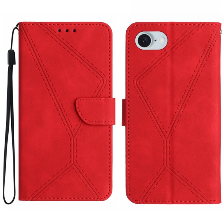 For iPhone 16e Stitching Embossed Leather Phone Case(Red) - iPhone 16e Cases by PMC TechLife | Online Shopping South Africa | PMC TechLife | Buy Now Pay Later Mobicred