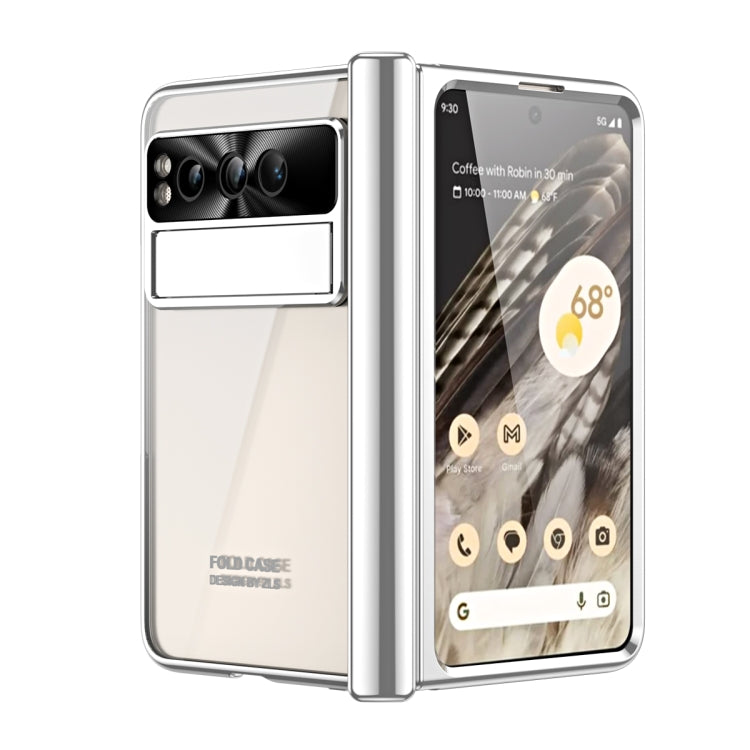 For Google Pixel Fold Integrated Electroplating Folding Phone Case with Hinge(Silver) - Google Cases by PMC TechLife | Online Shopping South Africa | PMC TechLife | Buy Now Pay Later Mobicred