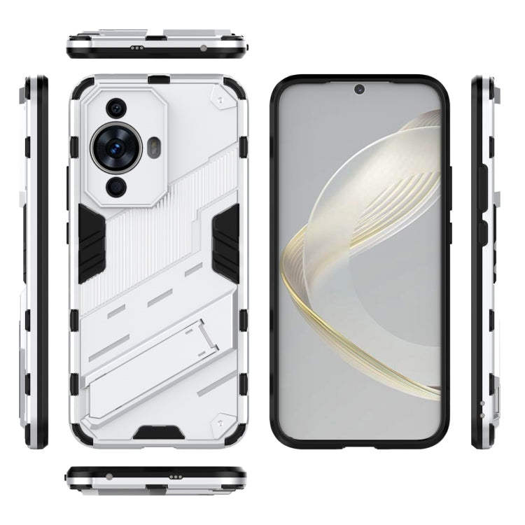 For Huawei nova 11 4G Punk Armor 2 in 1 PC + TPU Phone Case with Holder(White) - Huawei Cases by PMC TechLife | Online Shopping South Africa | PMC TechLife | Buy Now Pay Later Mobicred